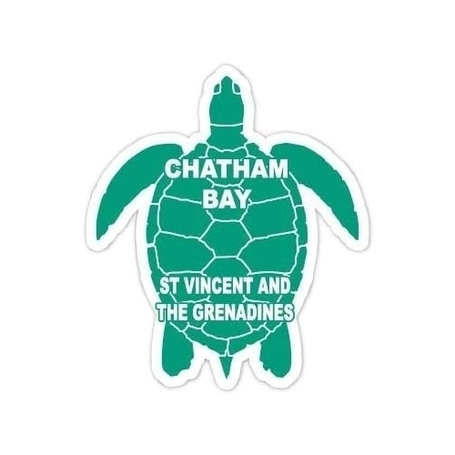 Chatham Bay St Vincent and The Grenadines 4 Inch Green Turtle Shape Decal Sticker Image 1