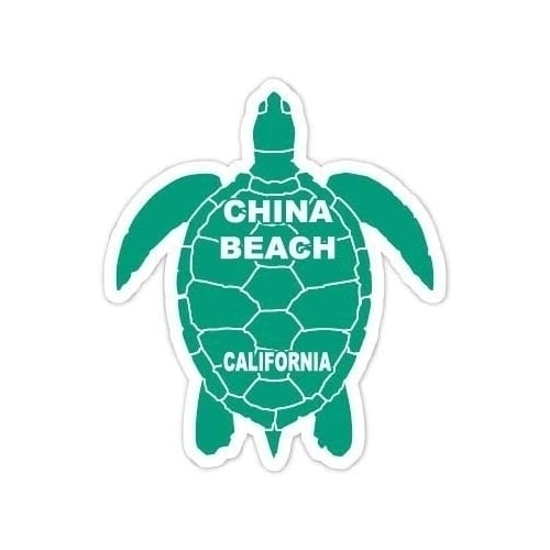 China Beach California Souvenir 4 Inch Green Turtle Shape Decal Sticker Image 1