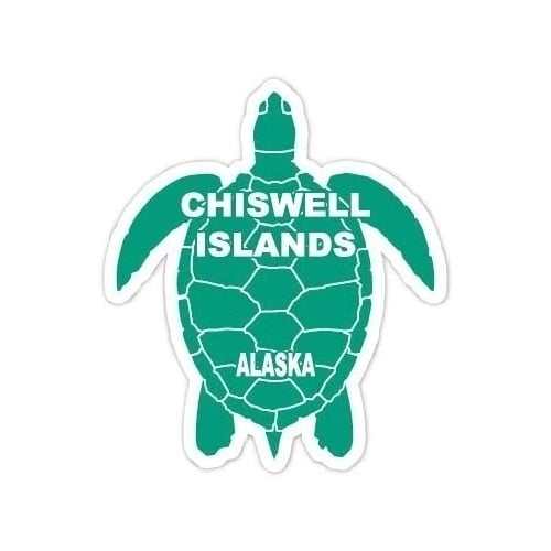 Chiswell Islands Alaska Souvenir 4 Inch Green Turtle Shape Decal Sticker Image 1