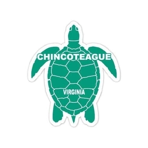 Chincoteague Virginia Souvenir 4 Inch Green Turtle Shape Decal Sticker Image 1