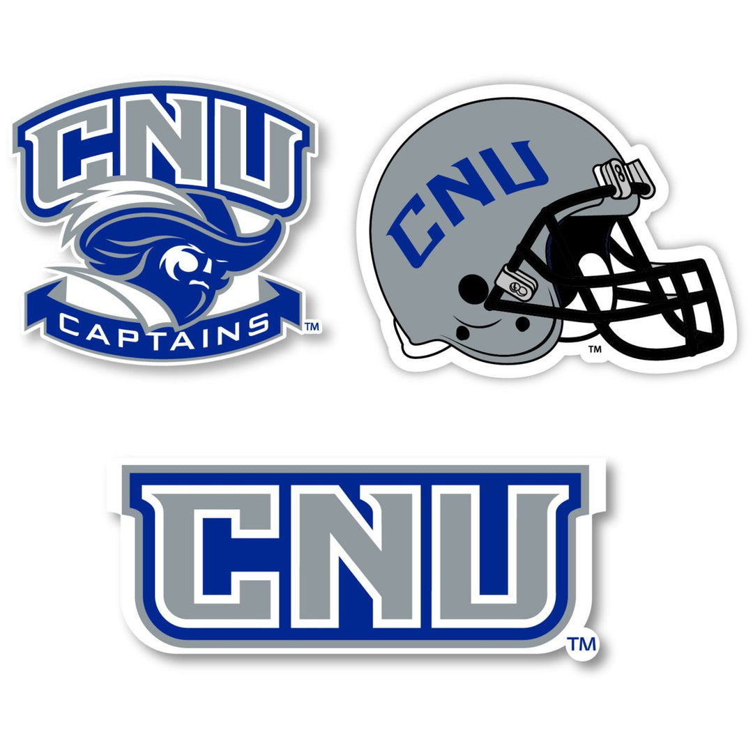 Christopher Newport Captains 3 Pack 4-Inch Each NCAA Durable School Spirit Vinyl Decal Sticker Image 1