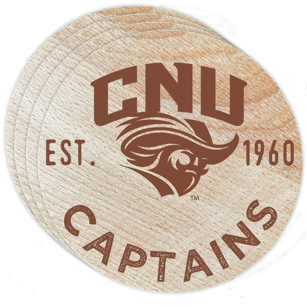 Christopher Newport Captains Officially Licensed Wood Coasters (4-Pack) - Laser Engraved, Never Fade Design Image 1