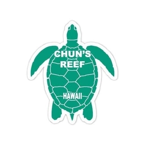 Chuns Reef Hawaii Souvenir 4 Inch Green Turtle Shape Decal Sticker Image 1