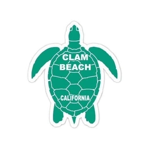 Clam Beach California Souvenir 4 Inch Green Turtle Shape Decal Sticker Image 1