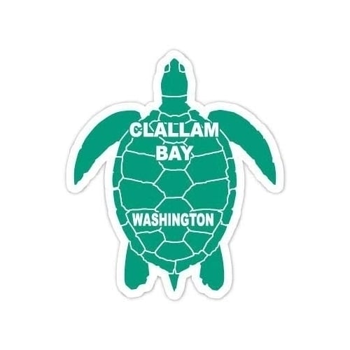 Clallam Bay Washington 4 Inch Green Turtle Shape Decal Sticker Image 1