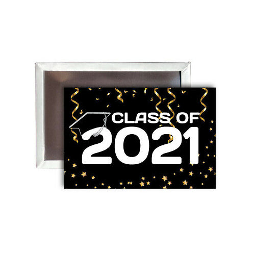 Class of 2021 Graduation 2x3" Black Fridge Magnet Image 1