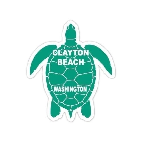 Clayton Beach Washington 4 Inch Green Turtle Shape Decal Sticker Image 1