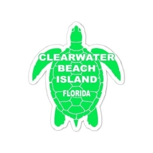 Clearwater Beach Island Florida Souvenir 4 Inch Green Turtle Shape Decal Sticker Image 1