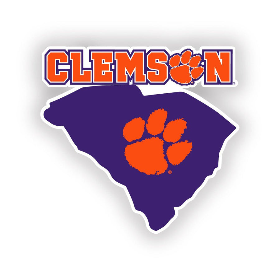 Clemson Tigers 4-Inch State Shape NCAA Vinyl Decal Sticker for Fans, Students, and Alumni Image 1