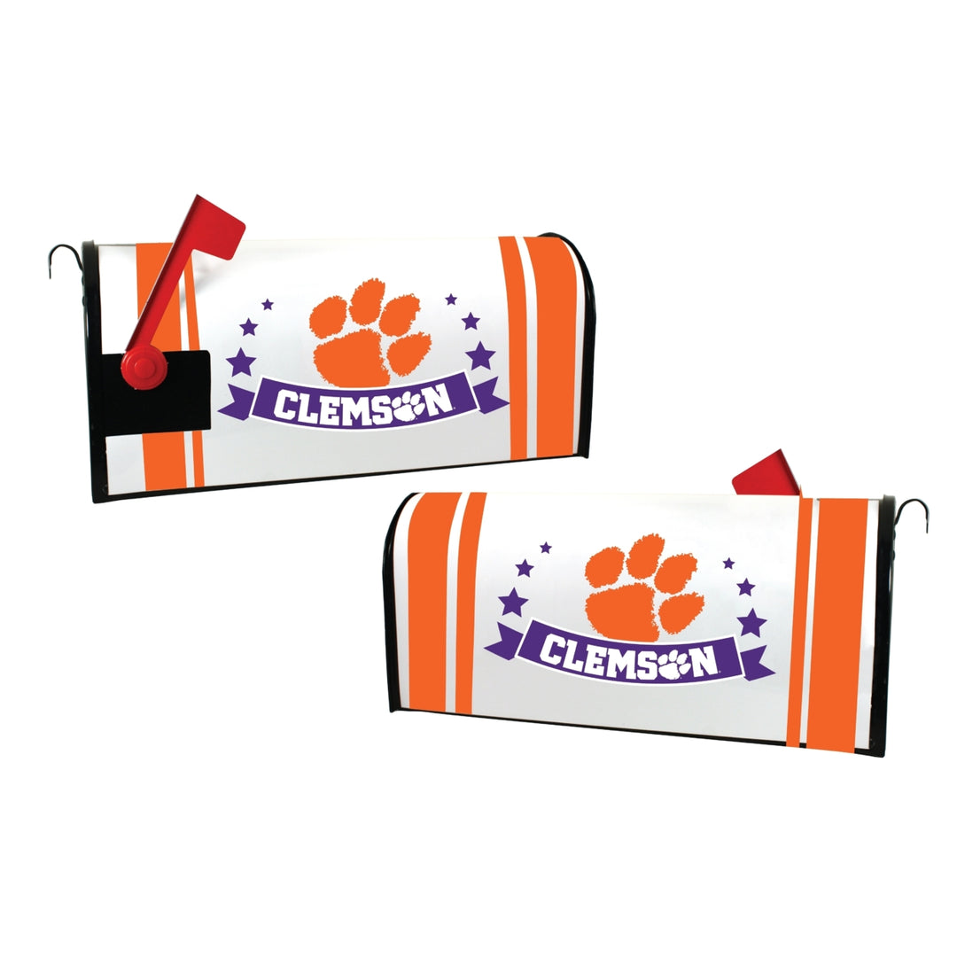 Clemson Tigers NCAA Officially Licensed Mailbox Cover Logo and Stripe Design Image 1