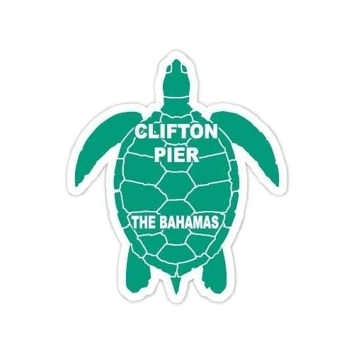 Clifton Pier The Bahamas 4 Inch Green Turtle Shape Decal Sticker Image 1