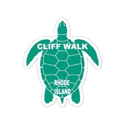 Cliff Walk Rhode Island Souvenir 4 Inch Green Turtle Shape Decal Sticker Image 1