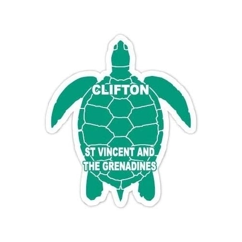 Clifton St Vincent and The Grenadines 4 Inch Green Turtle Shape Decal Sticker Image 1