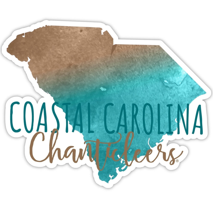 Coastal Carolina University 2-Inch on one of its sides Watercolor Design NCAA Durable School Spirit Vinyl Decal Sticker Image 1