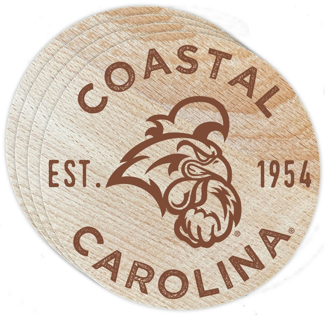 Coastal Carolina University Officially Licensed Wood Coasters (4-Pack) - Laser Engraved, Never Fade Design Image 1