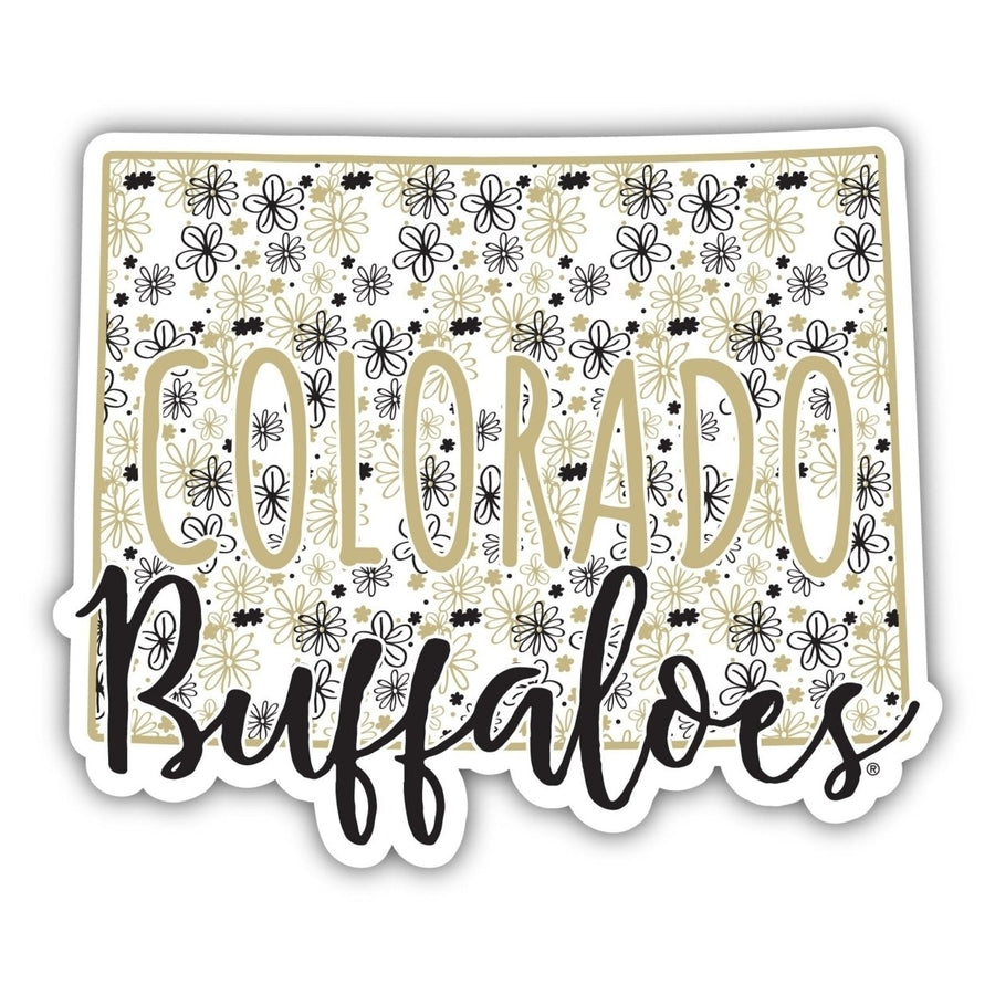 Colorado Buffaloes 4-Inch State Shaped NCAA Floral Love Vinyl Sticker - Blossoming School Spirit Decal Image 1