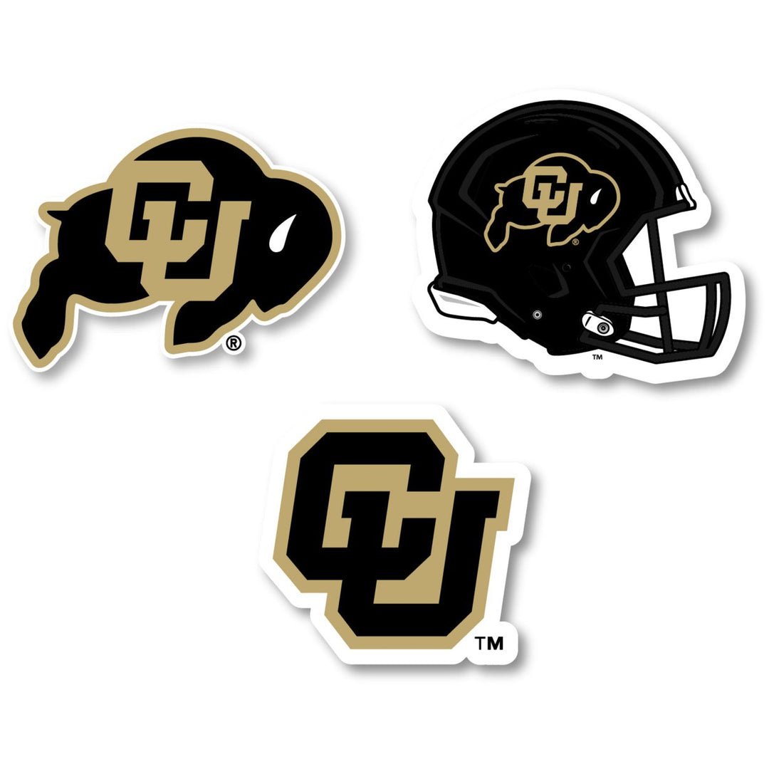 Colorado Buffaloes 3 Pack 4-Inch Each NCAA Durable School Spirit Vinyl Decal Sticker Image 1