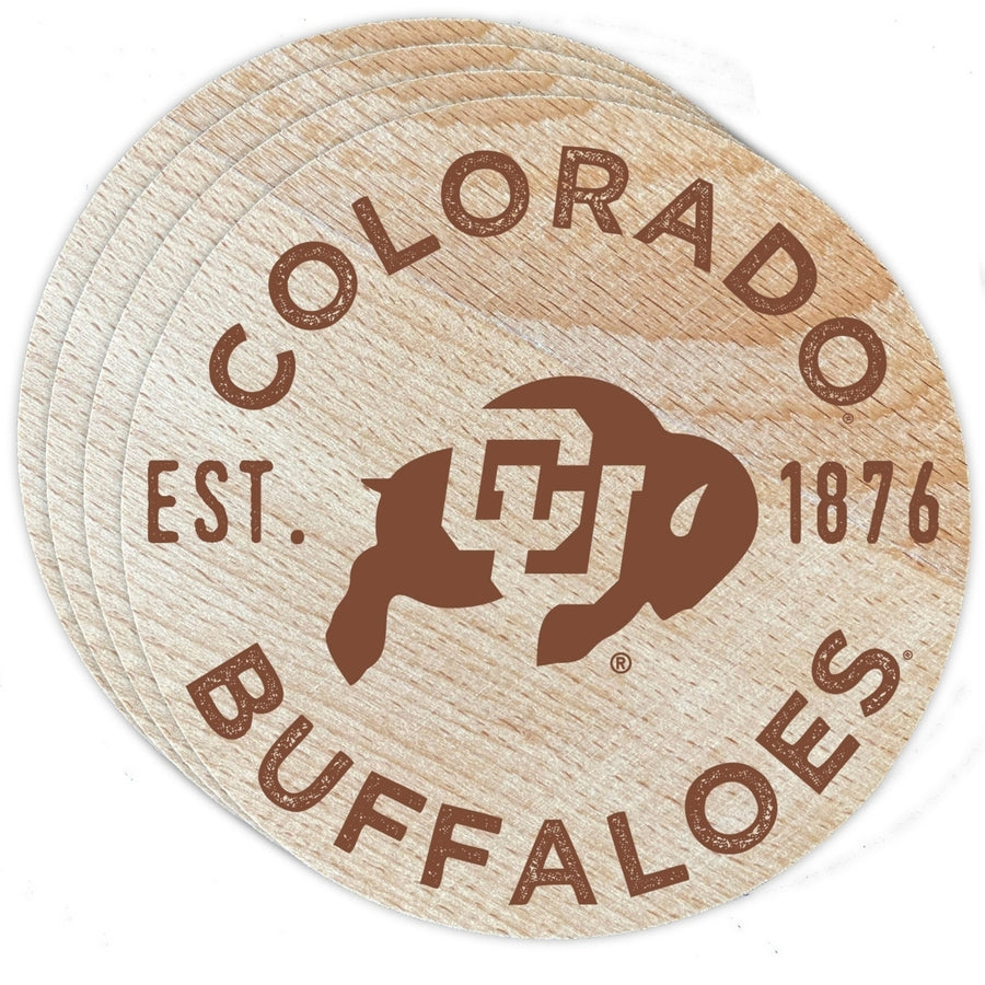 Colorado Buffaloes Officially Licensed Wood Coasters (4-Pack) - Laser Engraved, Never Fade Design Image 1