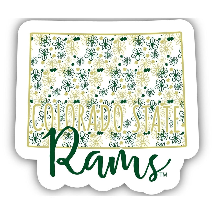 Colorado State Rams 4-Inch State Shaped NCAA Floral Love Vinyl Sticker - Blossoming School Spirit Decal Image 1