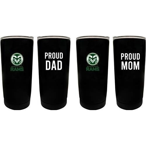 Colorado State Rams NCAA Insulated Tumbler - 16oz Stainless Steel Travel Mug Proud Mom and Dad Design Black Image 1