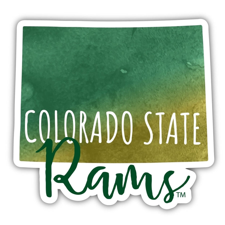 Colorado State Rams 4-Inch Watercolor State Shaped NCAA Vinyl Decal Sticker for Fans, Students, and Alumni Image 1