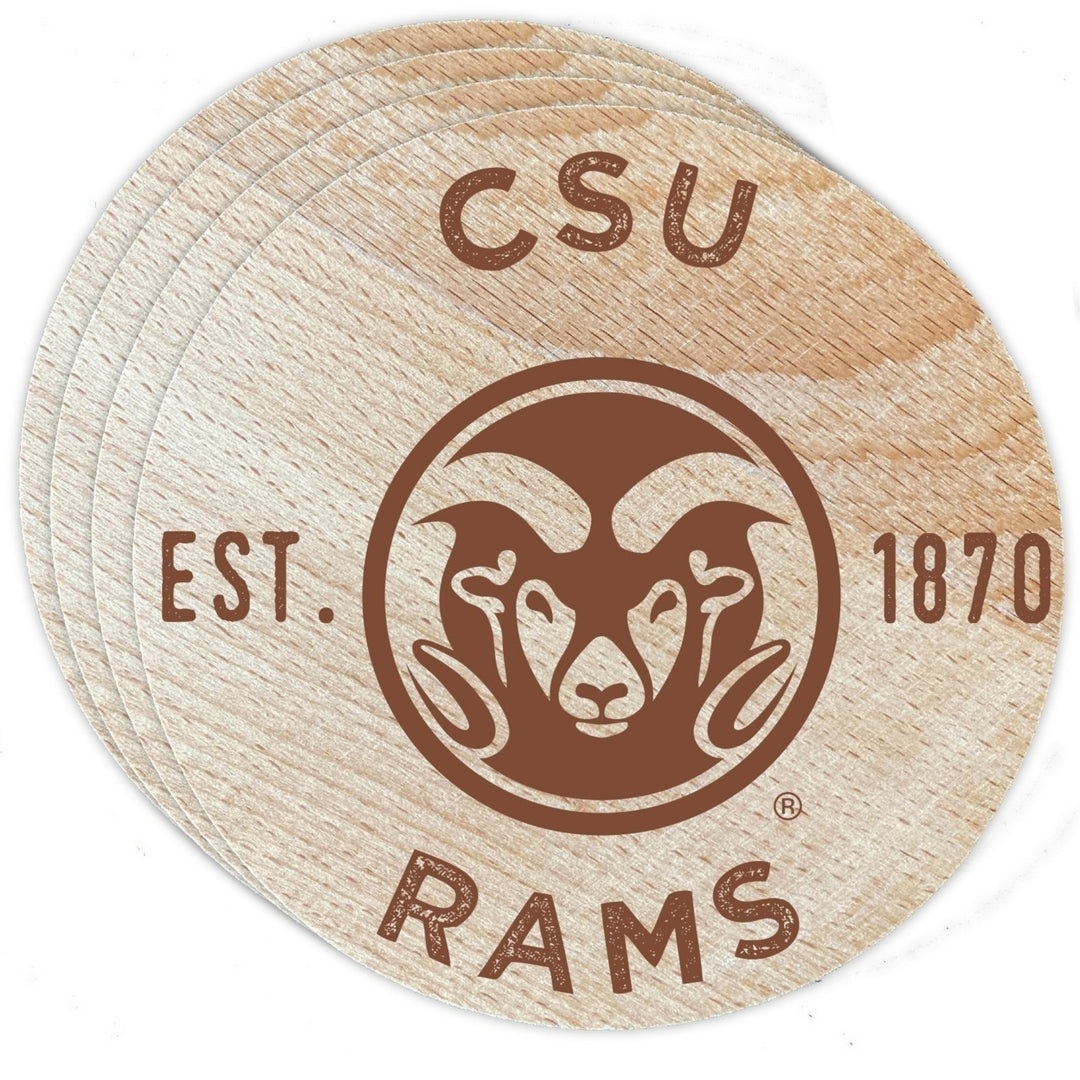 Colorado State Rams Officially Licensed Wood Coasters (4-Pack) - Laser Engraved, Never Fade Design Image 1