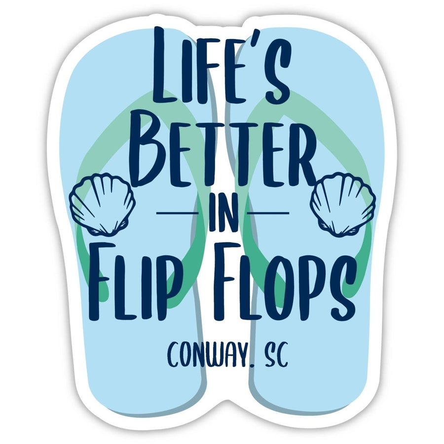 Conway South Carolina Souvenir 4 Inch Vinyl Decal Sticker Flip Flop Design Image 1