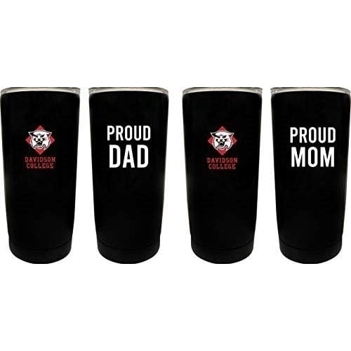 Davidson College NCAA Insulated Tumbler - 16oz Stainless Steel Travel Mug Proud Mom and Dad Design Black Image 1