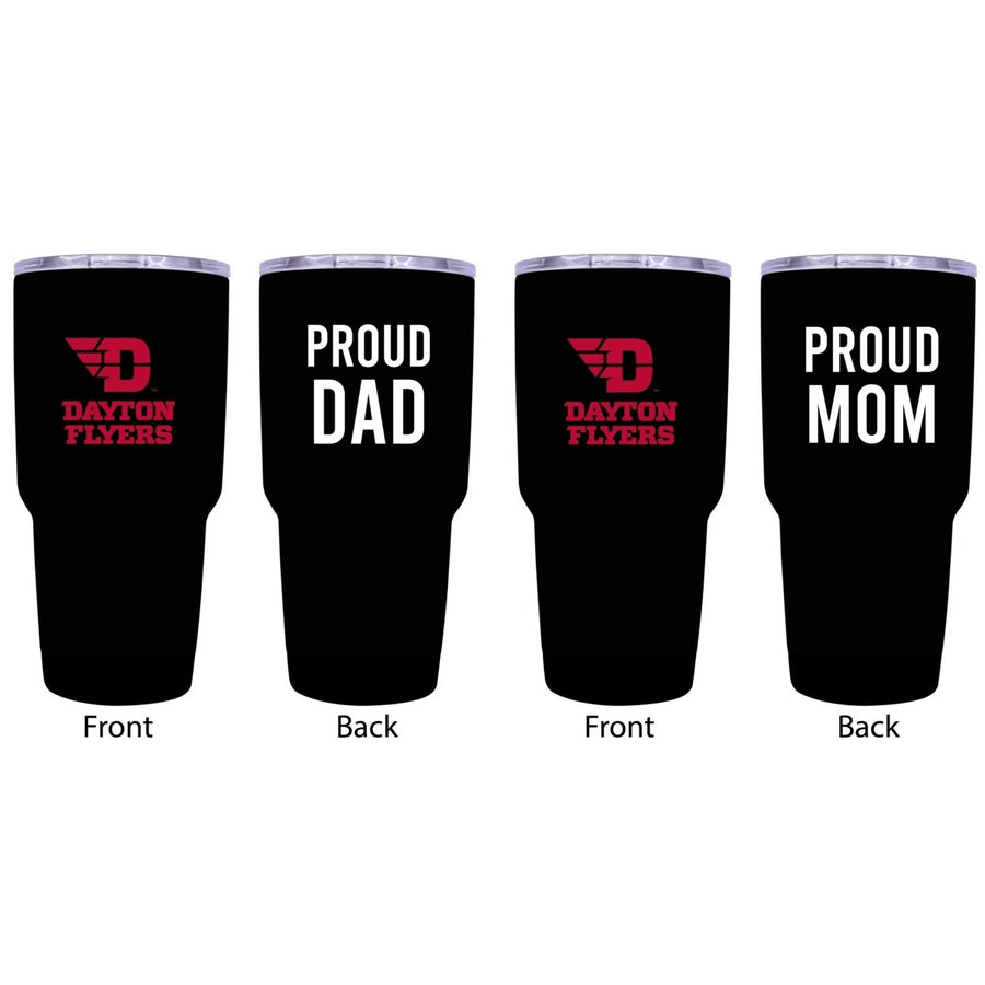 Dayton Flyers Proud Parent 24 oz Insulated Tumblers Set - Black, Mom and Dad Edition Image 1