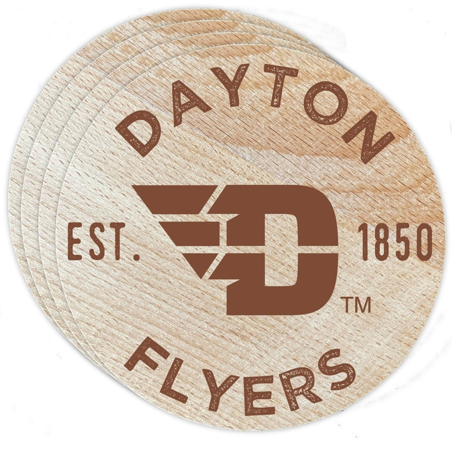 Dayton Flyers Officially Licensed Wood Coasters (4-Pack) - Laser Engraved, Never Fade Design Image 1