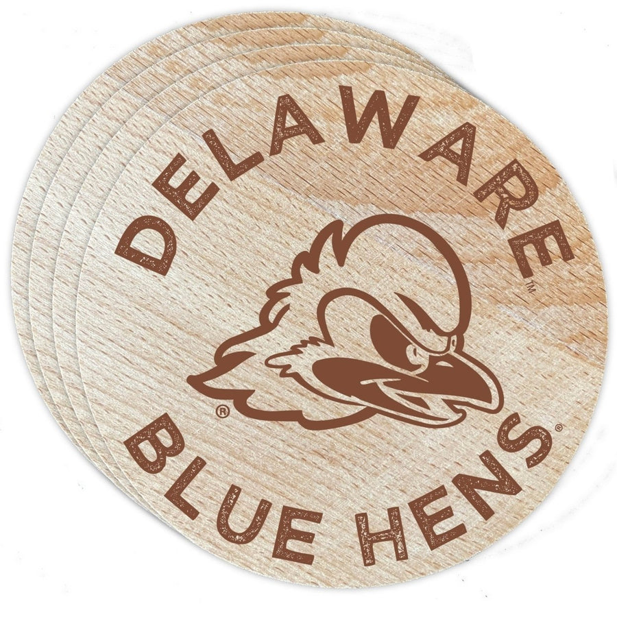 Delaware Blue Hens Officially Licensed Wood Coasters (4-Pack) - Laser Engraved, Never Fade Design Image 1