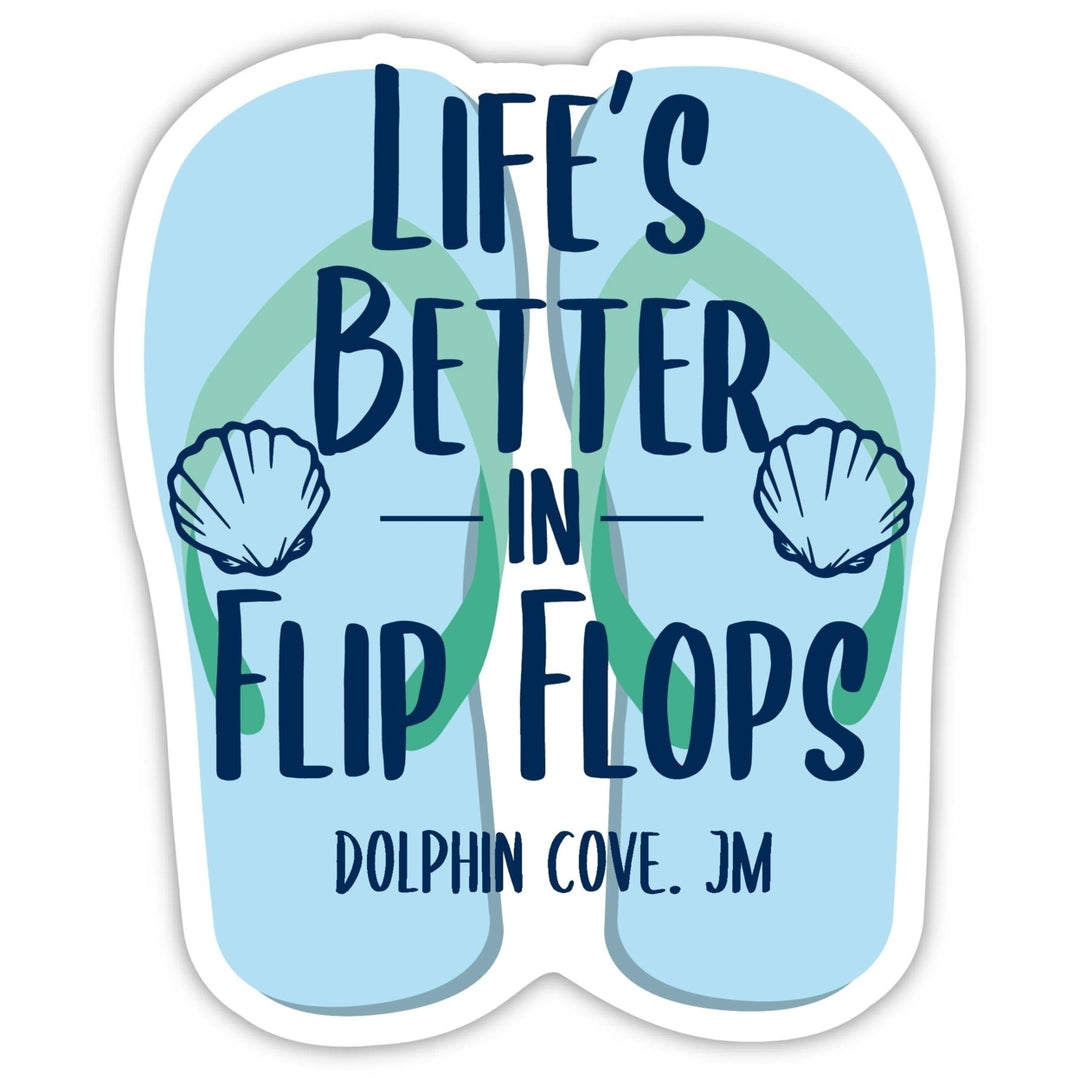 Dolphin Cove Jamaica Souvenir 4 Inch Vinyl Decal Sticker Flip Flop Design Image 1