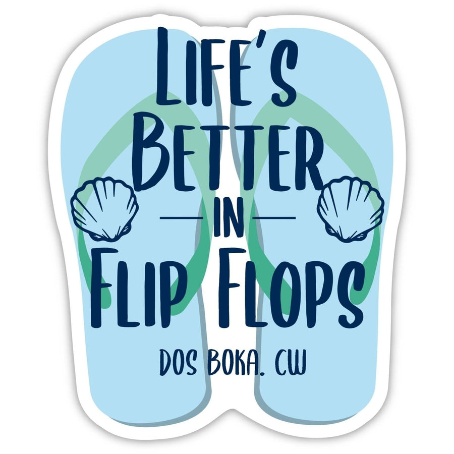 Dos Boka Cura ao Souvenir 4 Inch Vinyl Decal Sticker Flip Flop Design Image 1