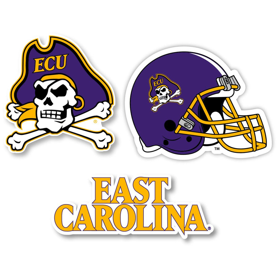 East Carolina Pirates 3 Pack 4-Inch Each NCAA Durable School Spirit Vinyl Decal Sticker Image 1