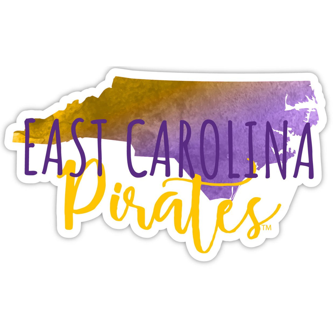 East Carolina Pirates 4-Inch Watercolor State Shaped NCAA Vinyl Decal Sticker for Fans, Students, and Alumni Image 1