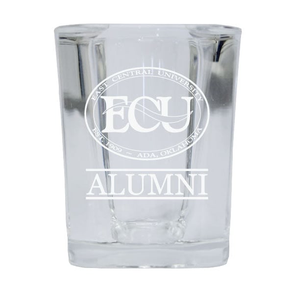 NCAA East Central University Tigers Alumni 2oz Laser Etched Square Shot Glass Image 1