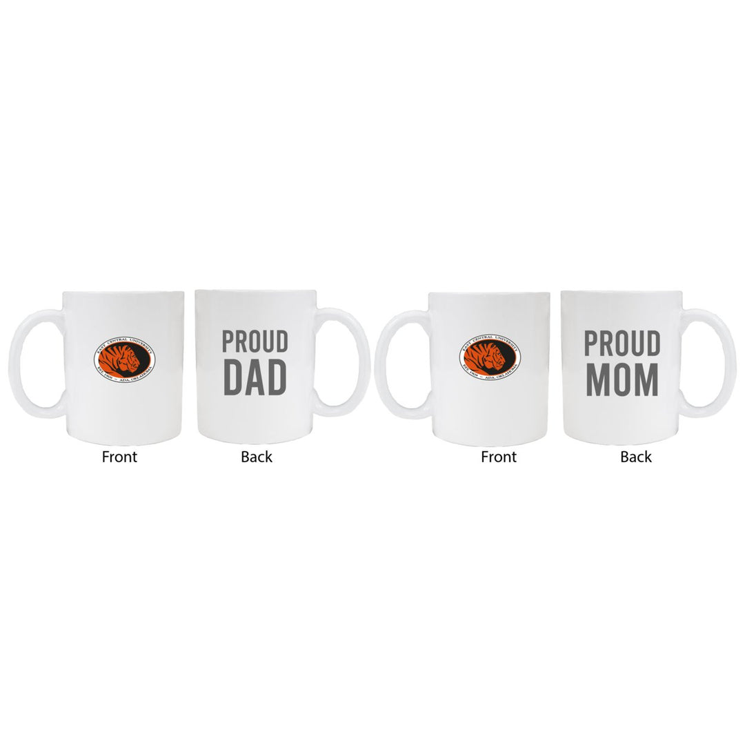 East Central University Tigers Proud Mom And Dad White Ceramic Coffee Mug 2 pack (White) Image 1