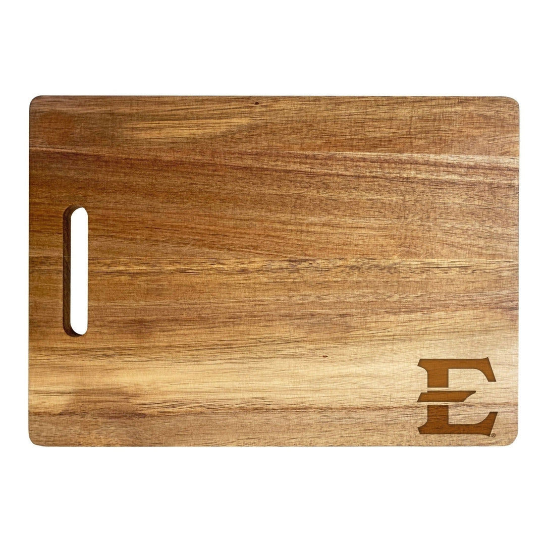 East Tennessee State University Engraved Wooden Cutting Board 10" x 14" Acacia Wood - Large Engraving Image 2