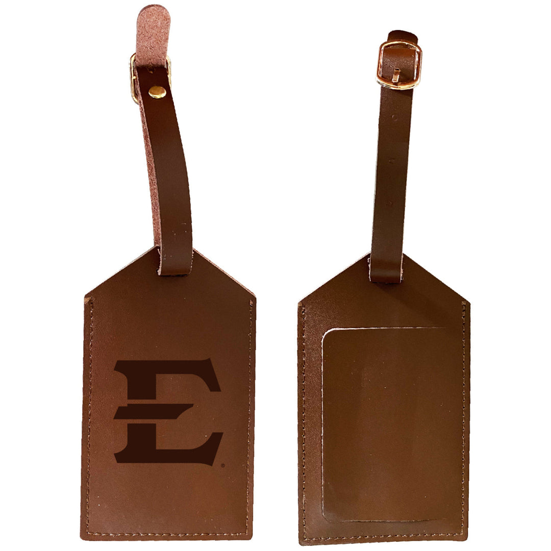 Elegant East Tennessee State University NCAA Leather Luggage Tag with Engraved Logo Image 1