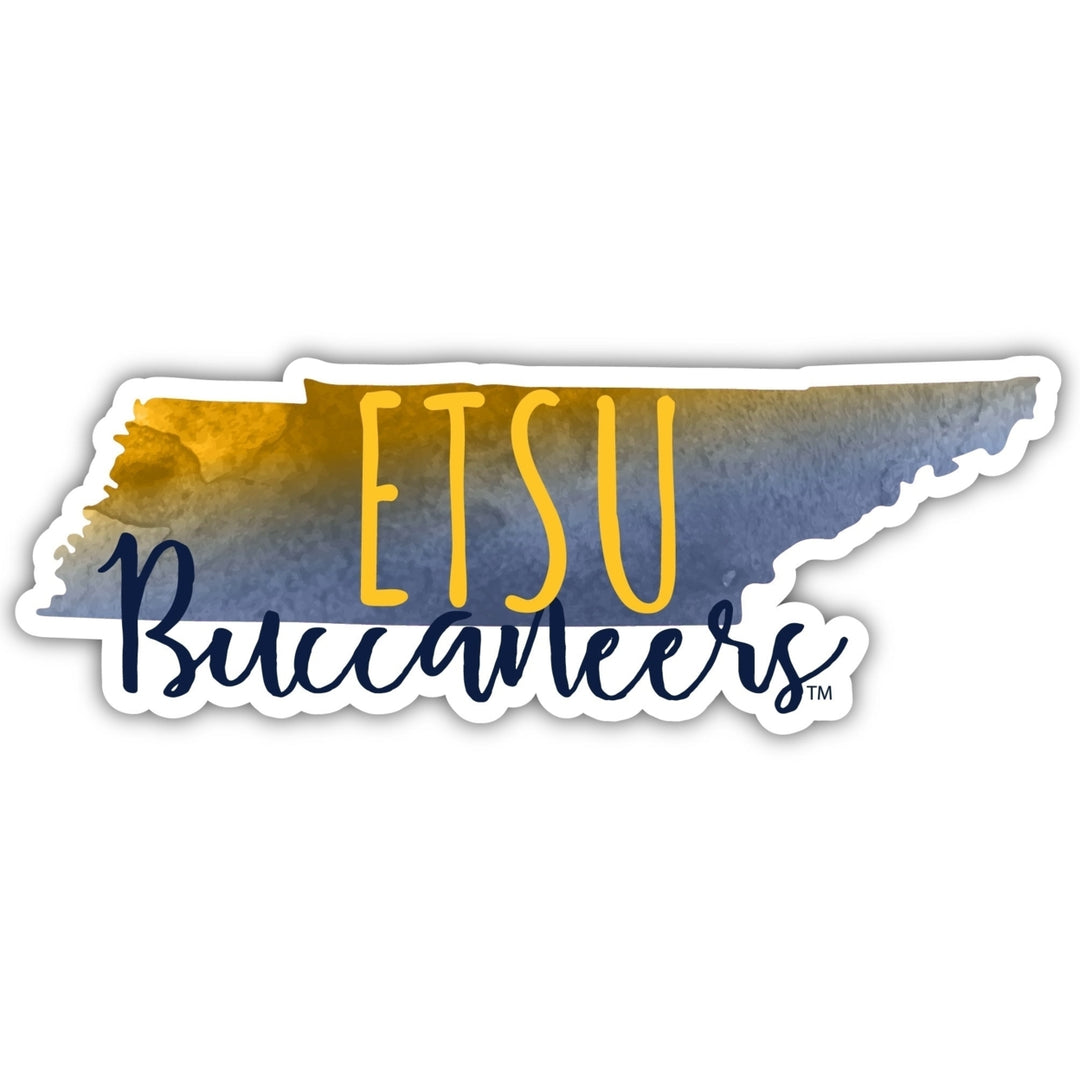 East Tennessee State University 2-Inch on one of its sides Watercolor Design NCAA Durable School Spirit Vinyl Decal Image 1