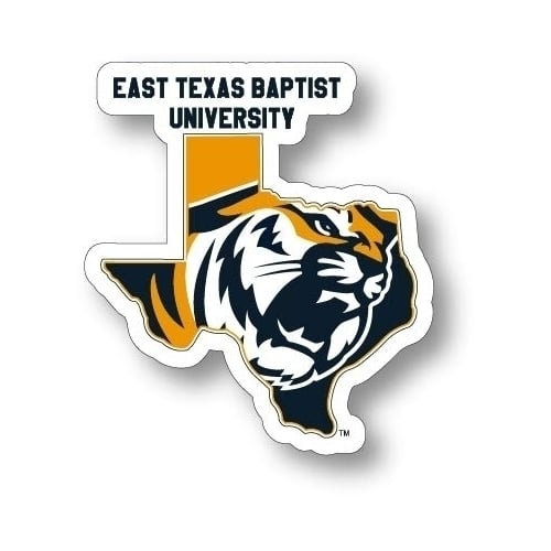 East Texas Baptist University 4-Inch State Shape NCAA Vinyl Decal Sticker for Fans, Students, and Alumni Image 1