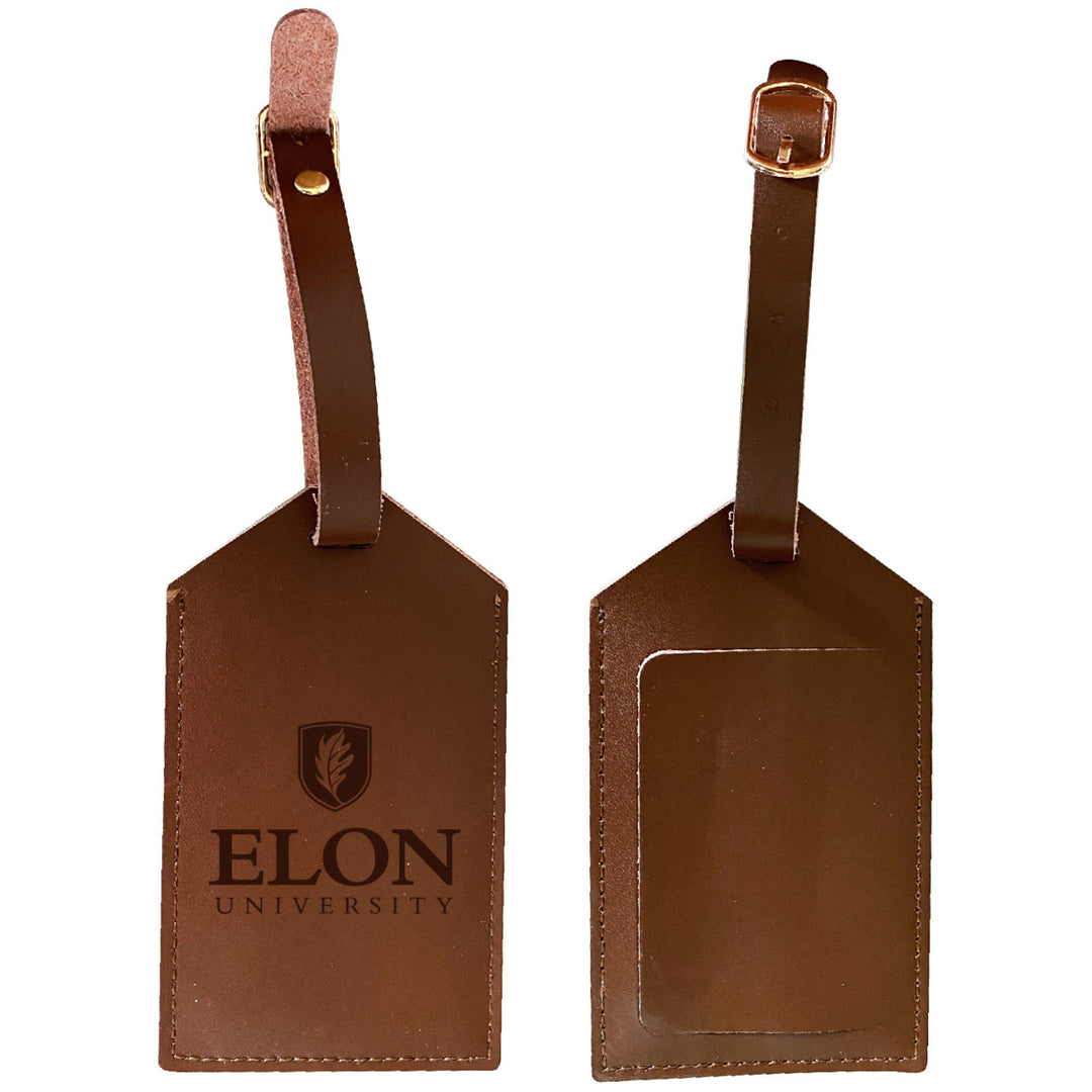 Elegant Elon University NCAA Leather Luggage Tag with Engraved Logo Image 1