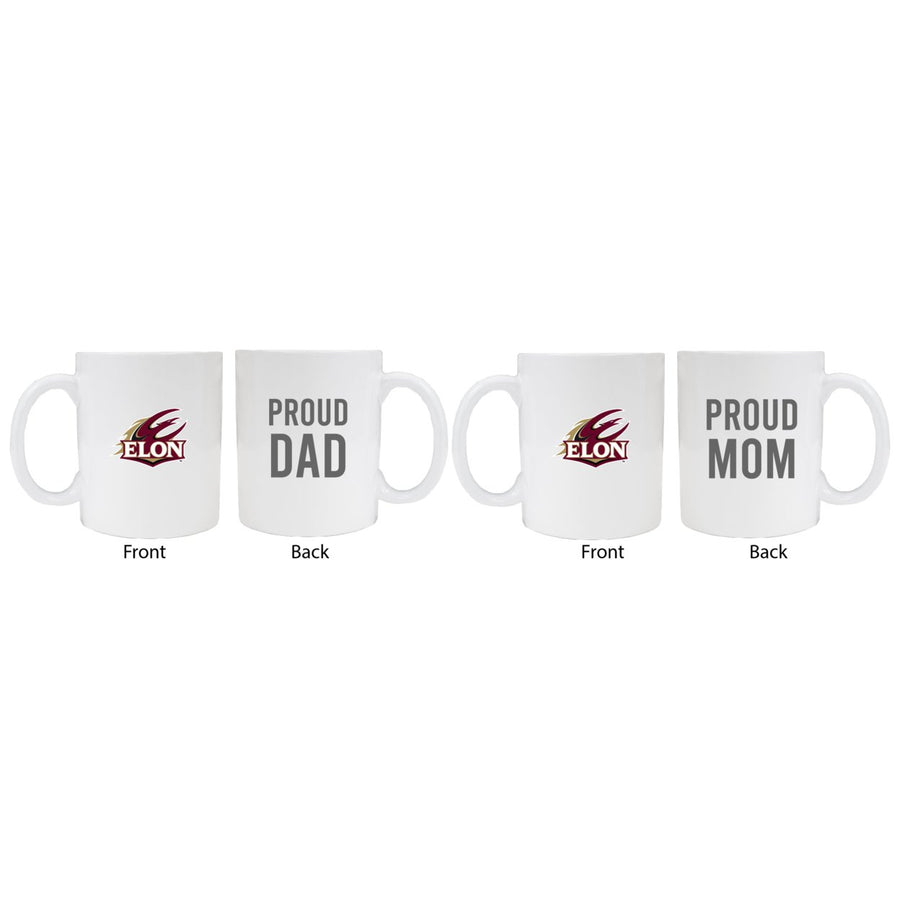 Elon University Proud Mom And Dad White Ceramic Coffee Mug 2 pack (White) Image 1