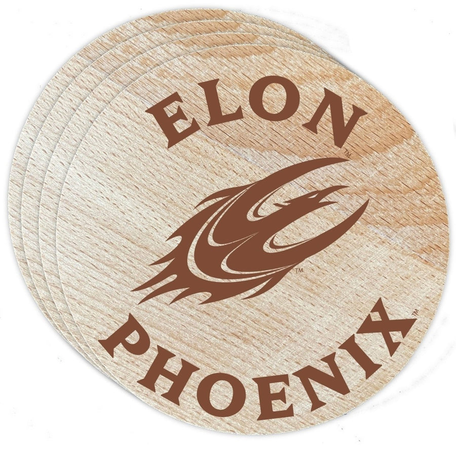 Elon University Officially Licensed Wood Coasters (4-Pack) - Laser Engraved, Never Fade Design Image 1