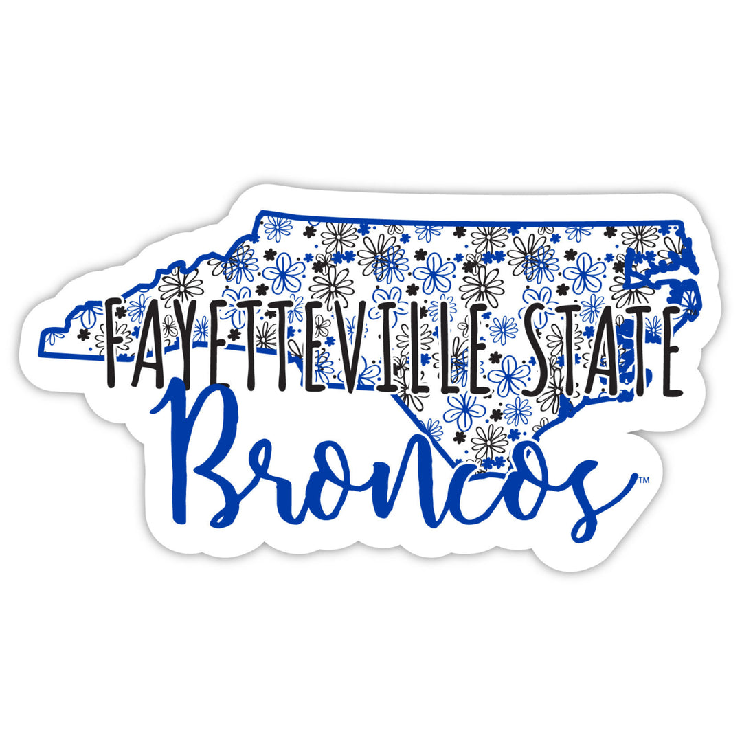 Fayetteville State University 4-Inch State Shaped NCAA Floral Love Vinyl Sticker - Blossoming School Spirit Decal Image 1