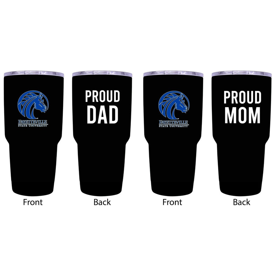 Fayetteville State University Proud Parent 24 oz Insulated Tumblers Set - Black, Mom and Dad Edition Image 1