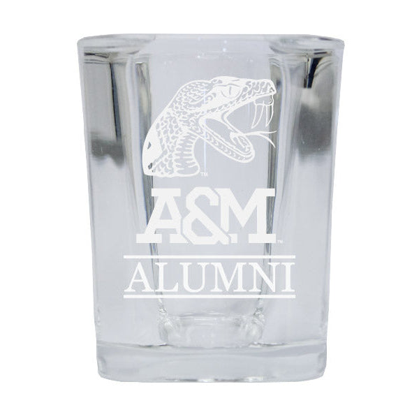 NCAA Florida AandM Rattlers Alumni 2oz Laser Etched Square Shot Glass Image 1