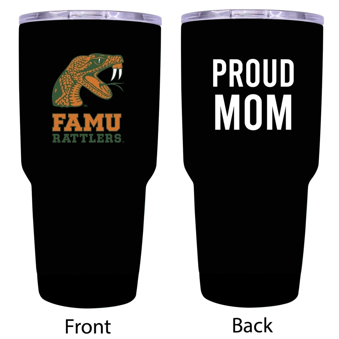 Florida AandM Rattlers Proud Mom 24 oz Insulated Stainless Steel Tumbler - Black Image 1