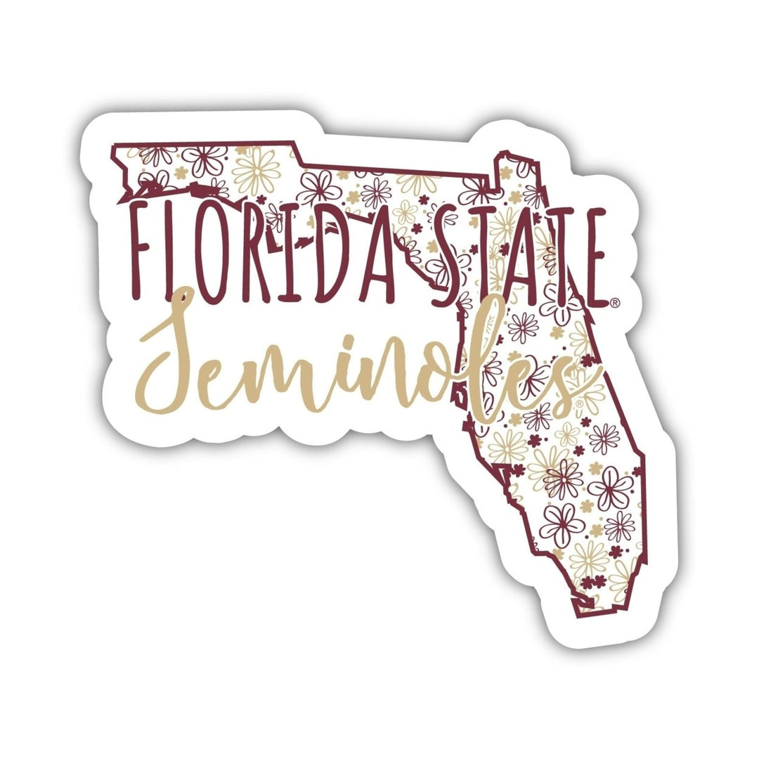 Florida State Seminoles 4-Inch State Shaped NCAA Floral Love Vinyl Sticker - Blossoming School Spirit Decal Image 1