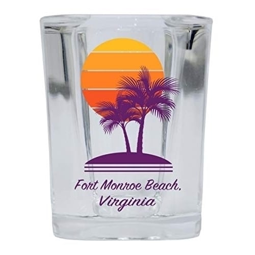 Fort Monroe Beach Virginia Souvenir 2 Ounce Square Shot Glass Palm Design Image 1